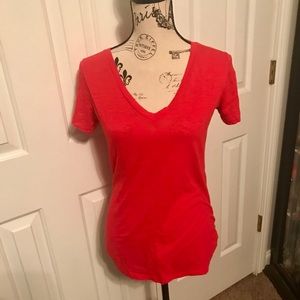 Cherry Red  Soft V-neck Short Sleeve Tee Sz M